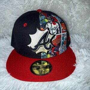 New Era Atlanta Braves Black & Red Comic Panel 59FIFTY Fitted Hat
